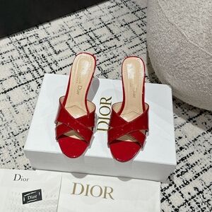 Dior red high-heeled slippers EU 37
